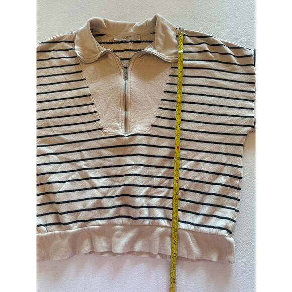 018 LOFT Women's Striped Quarter-zip Pullover Navy Cream Sweatshirt Sz M - Picture 5 of 6